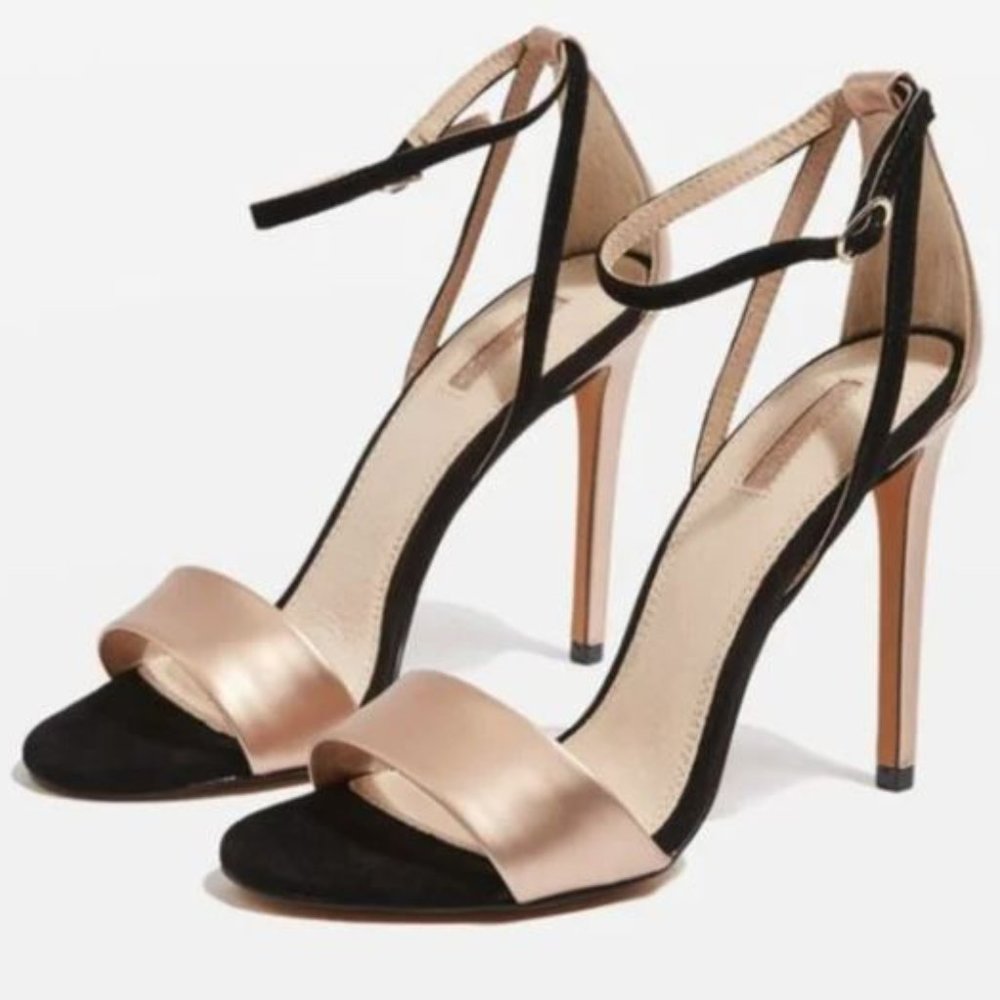 Topshop Raphael - Rose gold and black heels 8.5 NIB